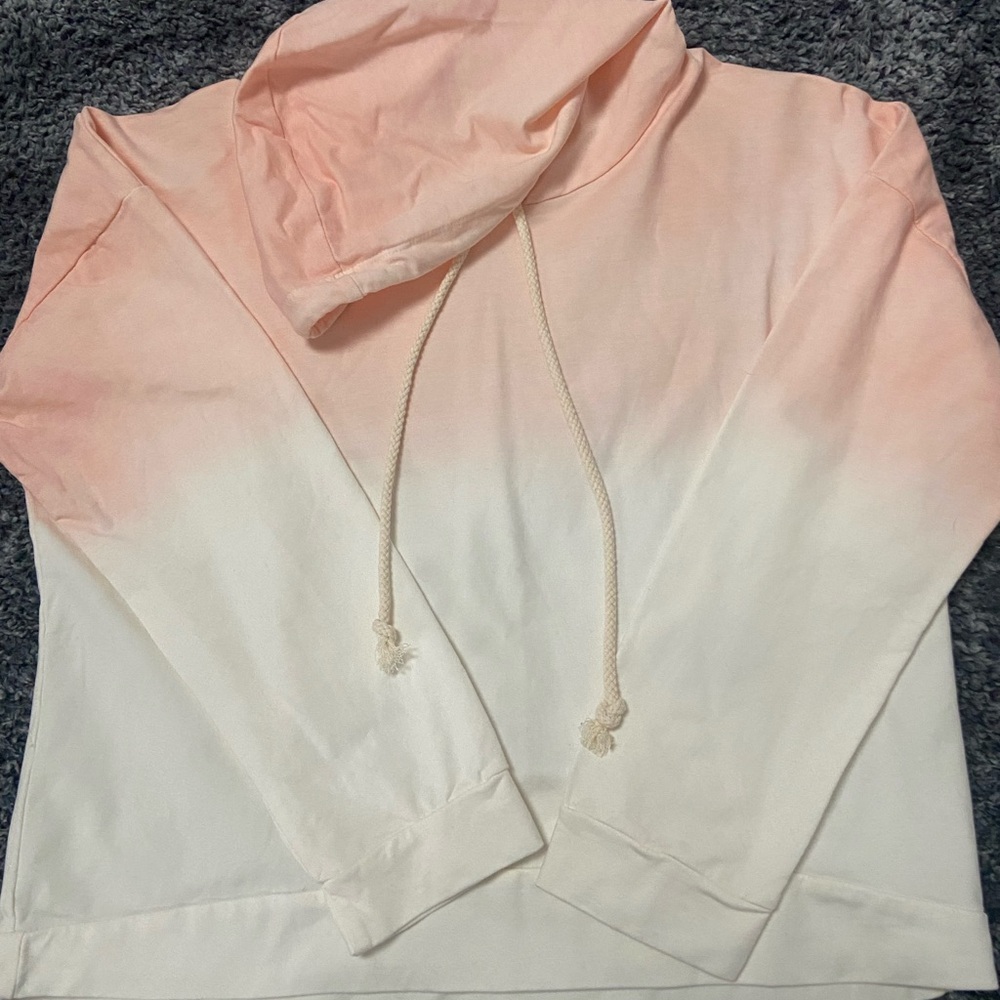 Women's Peach Ombre Hooded Pullover Sweatshirt